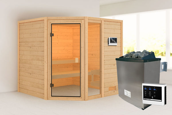 Sauna Tabea Massivholzsauna, Eckeinstieg
