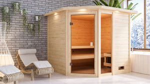 Sauna Tabea Massivholzsauna, Eckeinstieg