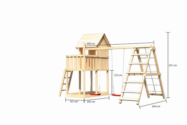 Kinderspielhaus Frieda SET Kinderspielgerät, naturbelassen, mit
