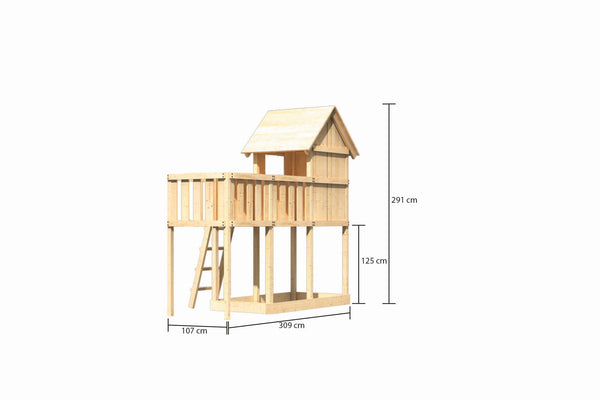 Kinderspielhaus Frieda SET Kinderspielgerät, naturbelassen, mit