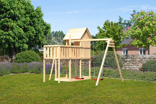 Kinderspielhaus Frieda SET Kinderspielgerät, naturbelassen, mit