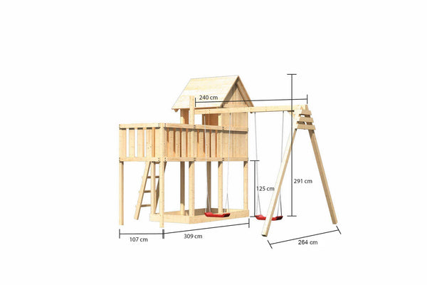Kinderspielhaus Frieda SET Kinderspielgerät, naturbelassen, mit