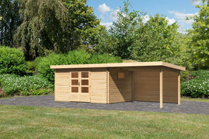 Gartenhaus Trittau 5 SET Gartenhaus, naturbelassen, mit Anbaudach 3,3