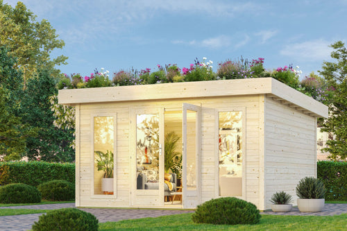 Gartenhaus Lotus Gartenhaus, naturbelassen, mit Dachbegrünung