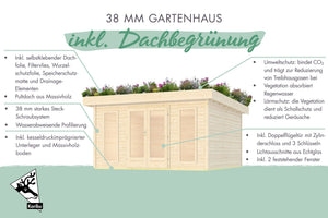 Gartenhaus Lotus Gartenhaus, naturbelassen, mit Dachbegrünung