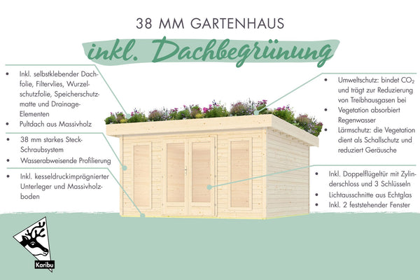 Gartenhaus Lotus Gartenhaus, naturbelassen, mit Dachbegrünung