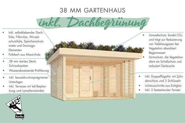 Gartenhaus Lily Gartenhaus, naturbelassen, mit Dachbegrünung