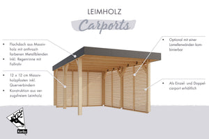 Einzelcarport Leimholz 1 naturbelassen, ohne Zubehör