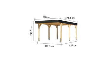 Einzelcarport Leimholz 1 naturbelassen, ohne Zubehör
