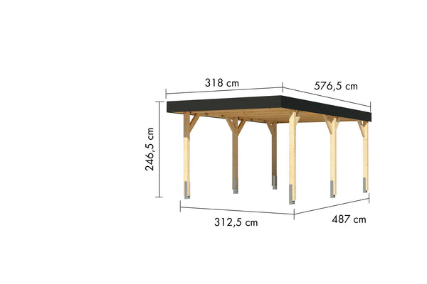 Einzelcarport Leimholz 1 naturbelassen, ohne Zubehör