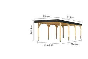 Einzelcarport Leimholz 2 naturbelassen, ohne Zubehör