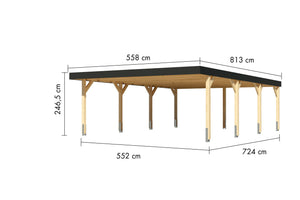 Doppelcarport Leimholz 2 naturbelassen, ohne Zubehör
