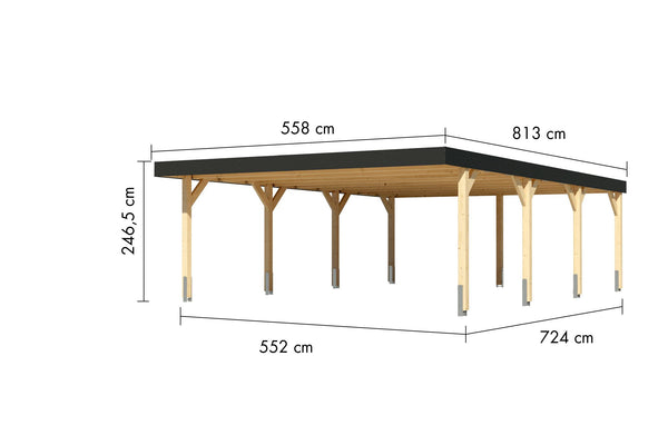 Doppelcarport Leimholz 2 naturbelassen, ohne Zubehör