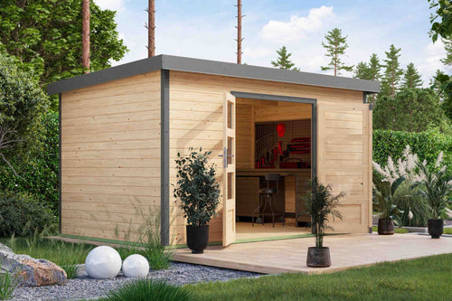 Gartenhaus Pluto 7A Hybridhaus, naturbelassen-graualuminium, ohne Zubehör