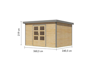 Gartenhaus Pluto 7A Hybridhaus, naturbelassen-graualuminium, ohne Zubehör
