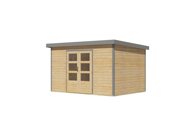 Gartenhaus Pluto 7A Hybridhaus, naturbelassen-graualuminium, ohne Zubehör