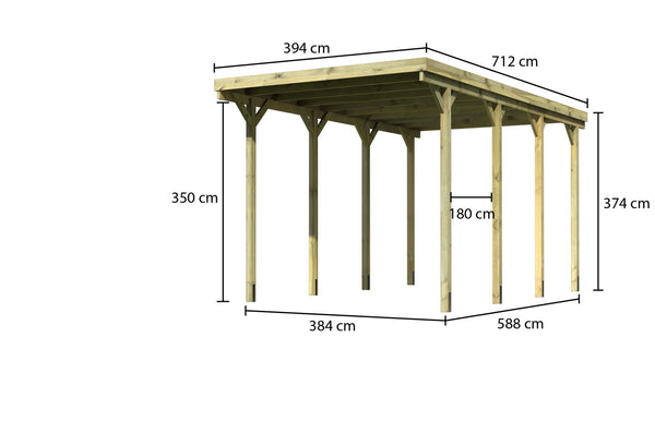 Caravan Carport kesseldruckimprägniert, ohne Zubehör