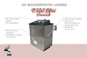 Saunaofen 9 kW Ofen finnisch mit Steinen