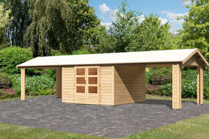 Gartenhaus Theres 7 SET Gartenhaus, naturbelassen, mit 2x Dachausbauelement 3,2m
