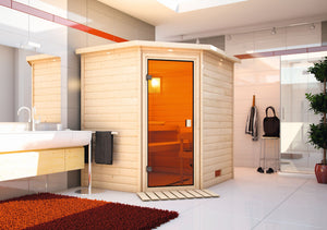 Sauna Mia Massivholzsauna, Eckeinstieg
