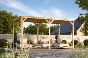 Pavillon Cubeco mit Verlängerung Pavillon, naturbelassen