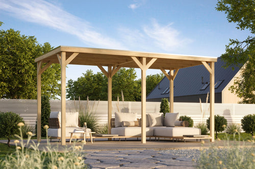 Pavillon Cubeco mit Verlängerung Pavillon, naturbelassen