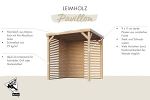 Pavillon Cubeco mit Verlängerung Pavillon, naturbelassen