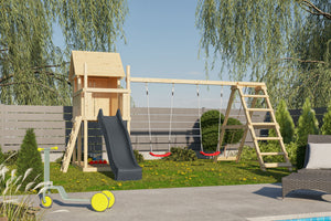 Kinderspielhaus Frieda SET Kinderspielgerät, naturbelassen, mit