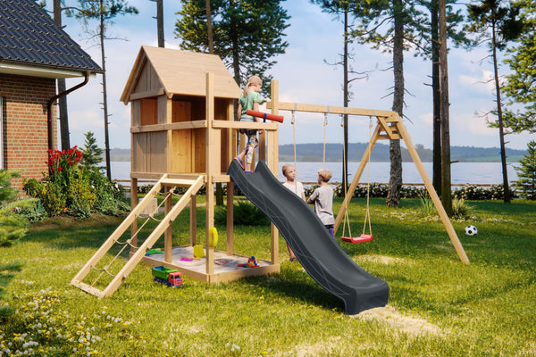 Kinderspielhaus Frieda SET Kinderspielgerät, naturbelassen, mit