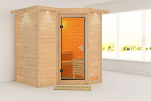 Sauna Sahib 1 Massivholzsauna, Eckeinstieg