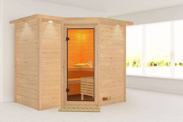 Sauna Sahib 2 Massivholzsauna, Eckeinstieg