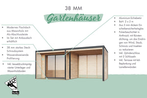 Gartenhaus Saturn 1A SET Gartenhaus, naturbelassen, mit Anbaudach 3 m