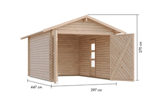 Blockhausgarage 28 mm naturbelassen, ohne Zubehör