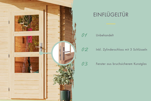 Blockhausgarage 28 mm naturbelassen, ohne Zubehör