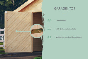 Blockhausgarage 28 mm naturbelassen, ohne Zubehör