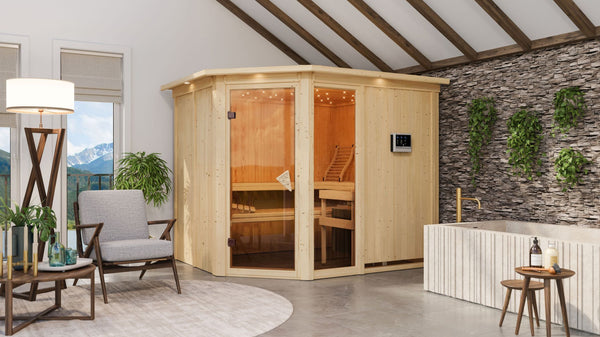 Sauna Fiona 3 Systemsauna, Eckeinstieg
