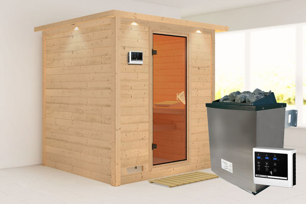 Sauna Mojave Massivholzsauna, Fronteinstieg