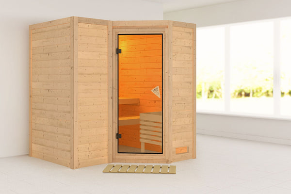 Sauna Sahib 1 Massivholzsauna, Eckeinstieg