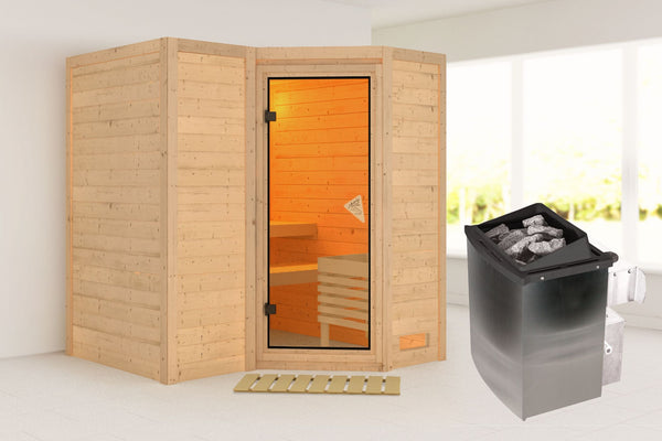 Sauna Sahib 1 Massivholzsauna, Eckeinstieg