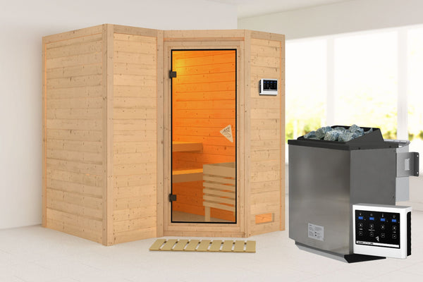 Sauna Sahib 1 Massivholzsauna, Eckeinstieg