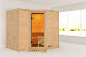 Sauna Sahib 2 Massivholzsauna, Eckeinstieg