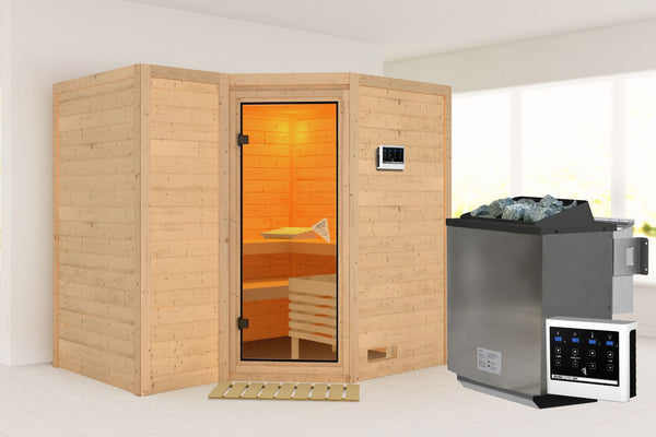 Sauna Sahib 2 Massivholzsauna, Eckeinstieg