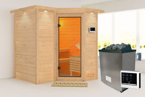 Sauna Sahib 1 Massivholzsauna, Eckeinstieg