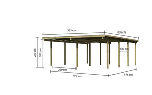 Doppelcarport Basic 2 Variante A kesseldruckimprägniert, ohne Einfahtsbogen