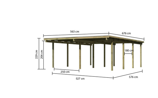 Doppelcarport Basic 2 Variante A kesseldruckimprägniert, ohne Einfahtsbogen