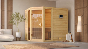 Sauna Sinai 3 Massivholzsauna, Eckeinstieg