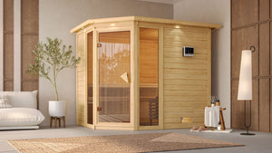 Sauna Sinai 3 Massivholzsauna, Eckeinstieg