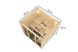 Sauna Avari 4 Systemsauna, Fronteinstieg, ohne Kranz mit bronzierter Tür und ohne Zubehör
