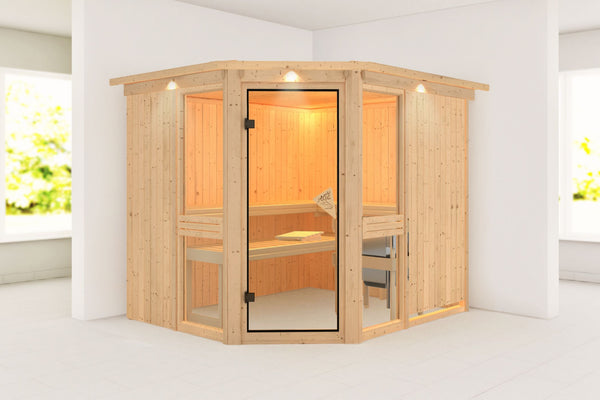 Sauna Amelia 3 Systemsauna, Eckeinstieg