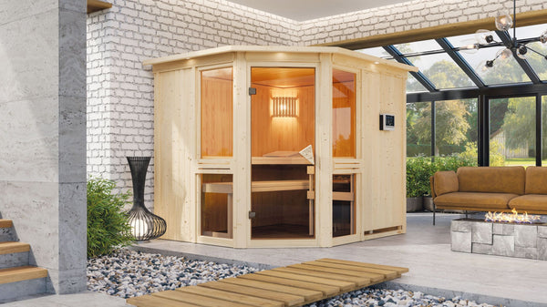Sauna Amelia 3 Systemsauna, Eckeinstieg